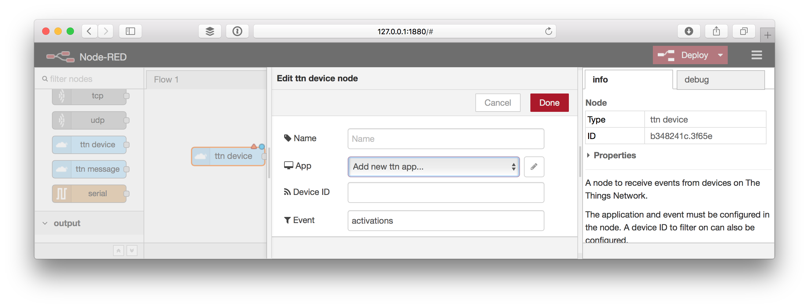 Edit ttn device node