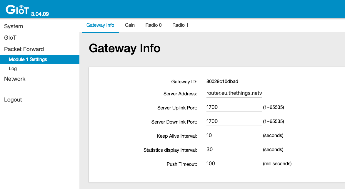 Gateway Settings